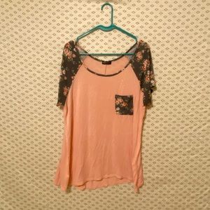 Size Large, Womens pink & floral shirt.